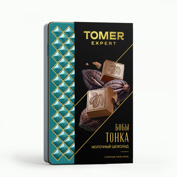 №1 Фабрика Томер металлический бокс Молочный шоколад БОБЫ ТОНКА , 90г в Уфе