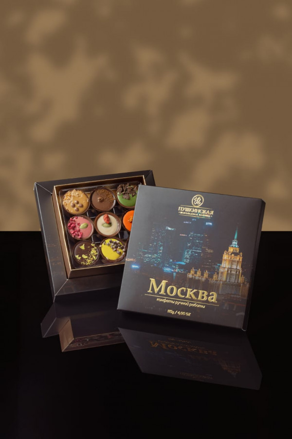 №1 Пушкинская фабрика Конфеты Ассорти (Москва), 115г(чёрная коробка) в Уфе